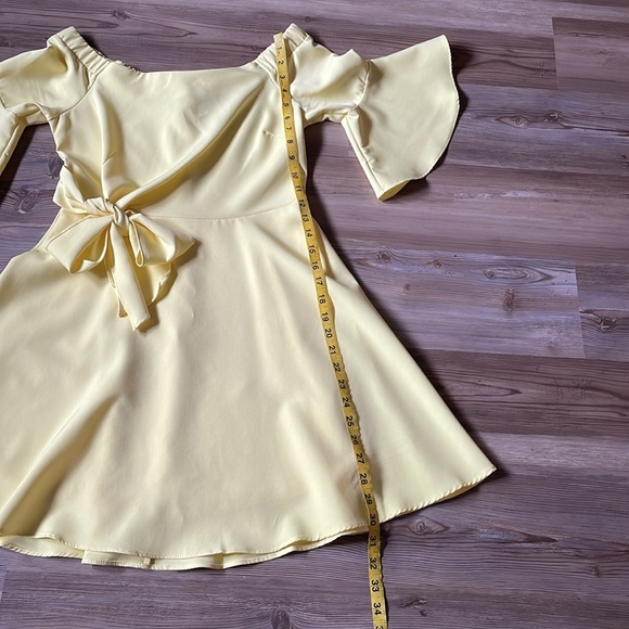 This Girl Fit and Flare dress Butter Yellow Tie Waist Size S Above knee Cocktail - Picture 10 of 14